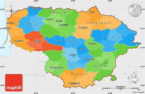 Political Simple Map Of Lithuania Single Color Outside