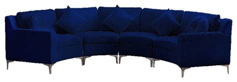 Legend Vansen Symmetry Curved Modern Velvet Sectional Sofa In Blue