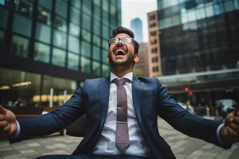 Retrato De Un Atractivo Hombre Barbudo Con Gafas De Sol Abriendo El