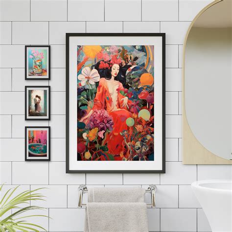 Nude Woman Erotic Art Dopamine Flower Garden Maximalist Woman Art Vibrant Botanical Scene