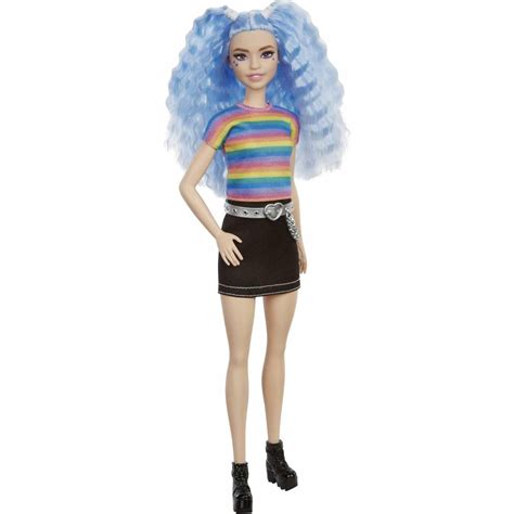 Barbie Fashionistas poupée mannequin aux cheveux bleus avec tee shirt