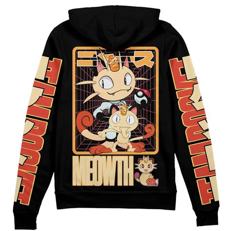 Meowth Pokemon Streetwear Zip Hoodie Jacket Anime Ape