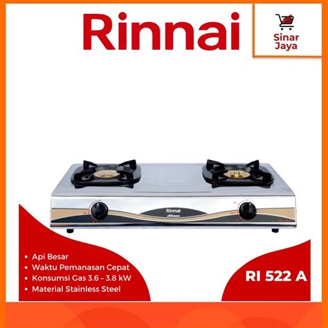 Jual Rinnai Ri A Kompor Gas Tungku Stainless Api Besar Shopee