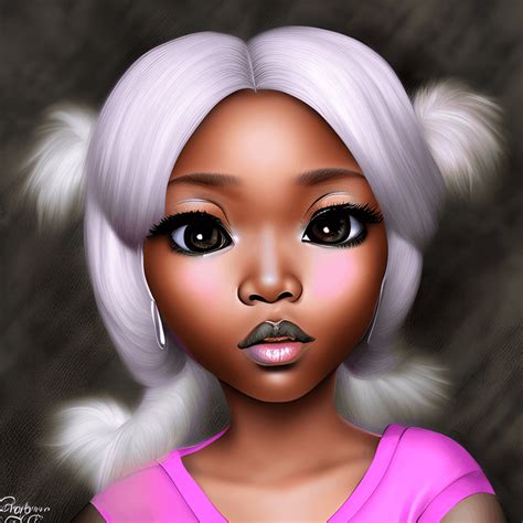 D Exotic African American Chibi Puffs Creative Fabrica