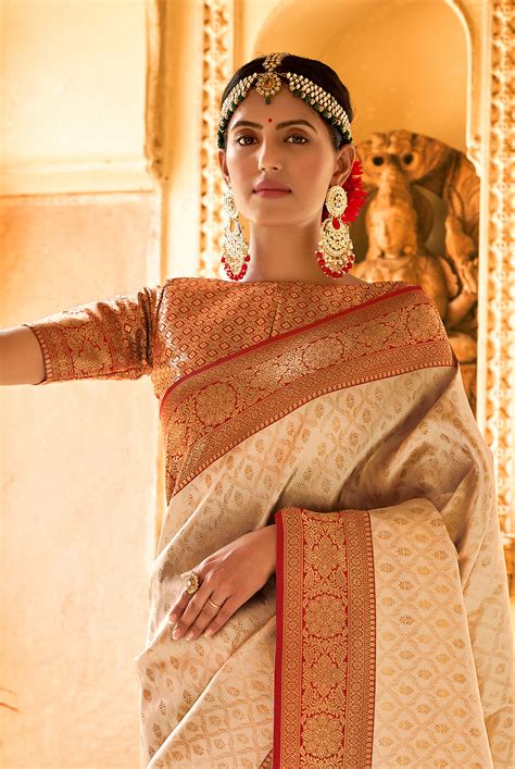 Bridal White Saree With Red Border Shop