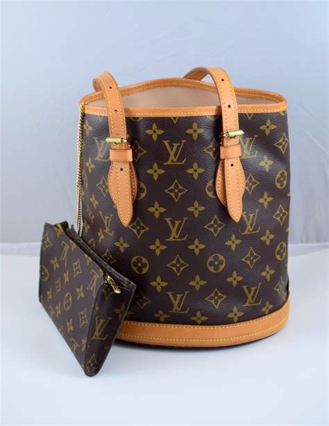 Louis Vuitton Monogram Bucket Bag Zipper Pouch Purse Made In Usa