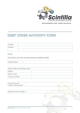 Fillable Online Debit Order Form NEW Indd Scintilla Fax Email Print