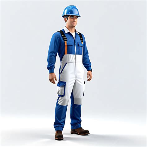 Premium Photo 3d Man Worker White And Blue Dress Full Body White