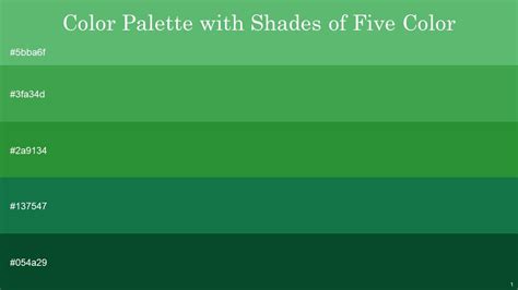 Color Palette With Five Shade Fern Chateau Green Forest Green Jewel