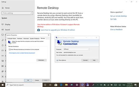 Подключение удаленного рабочего стола Windows 10 Home