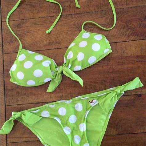 Hollister Lime Green And White Polka Dot Bikini Hollister Adorable