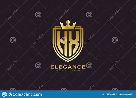 Initial Hx Elegant Luxury Monogram Logo Or Badge Template With Scrolls