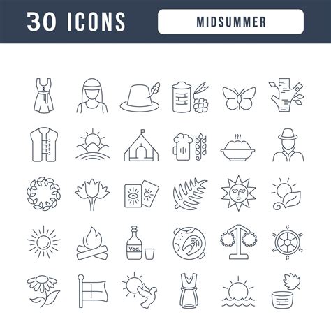 Set Of Linear Icons Of Midsummer 10562128 Vector Art At Vecteezy