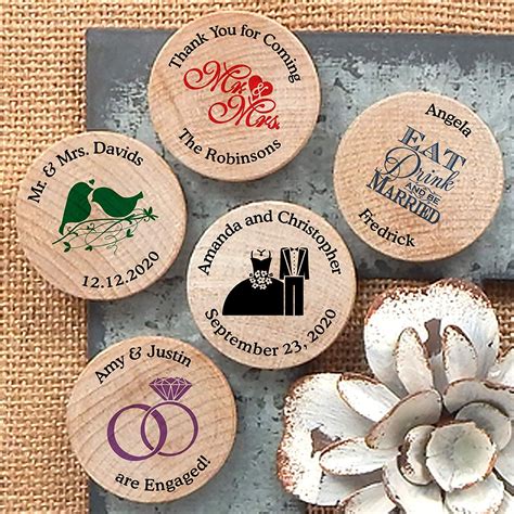 Personalized Wooden Wedding Magnets Personalized Refrigerator Magnets