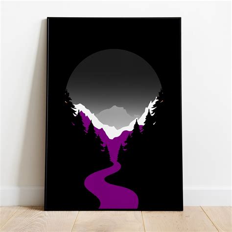 Asexual Sunset Art Print Asexuality Poster Wall Art For Home Decor Artistic Asexual Pride