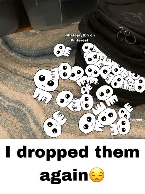 There Are Many Bags With Faces Drawn On Them And The Words I Dropped