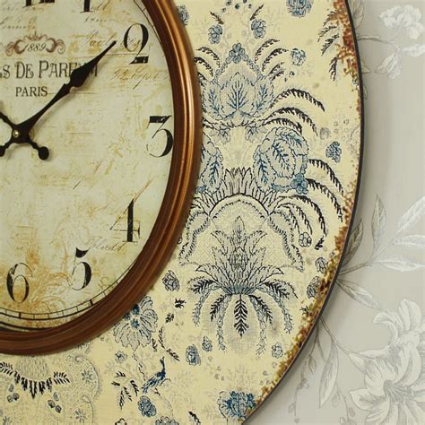 Large Cream Floral Wall Clock