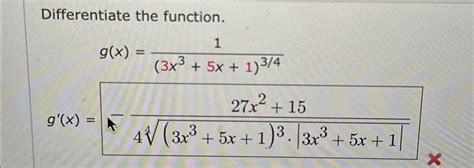 Solved Differentiate The Functiongx13x35x134gx