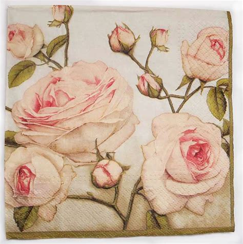 Decoupage Paper Of Pastel Elisabeth Roses Napkin