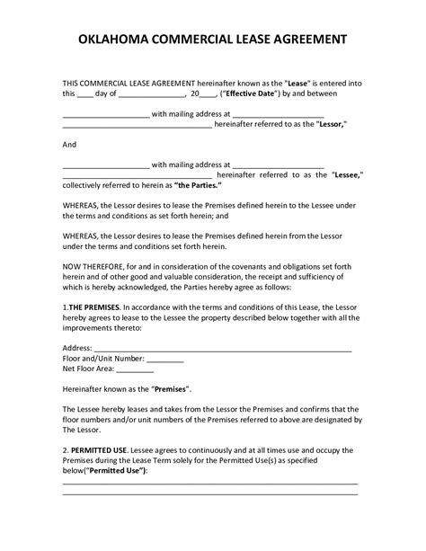 Oklahoma Rental Lease Agreement Template 2024 Pdf And Doc