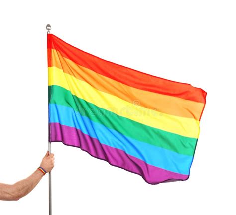 Gay Man Holding Rainbow Lgbt Flag Stock Image Image Of Lesbian