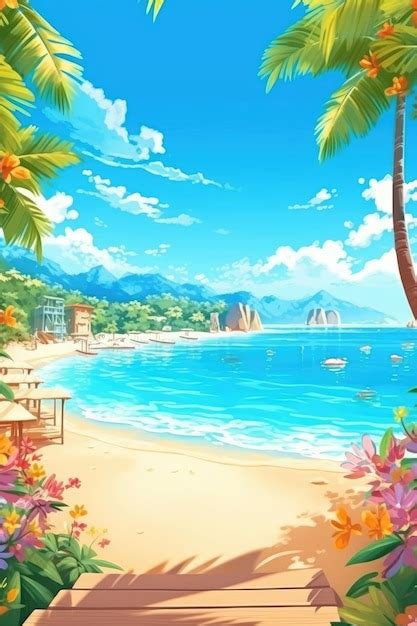 Premium Ai Image Digital Art Of A Tropical Paradise Beach With