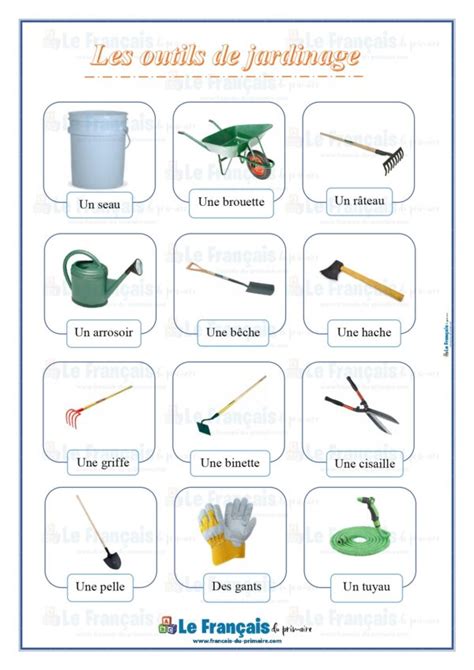 Les outils de jardinage Le français du primaire