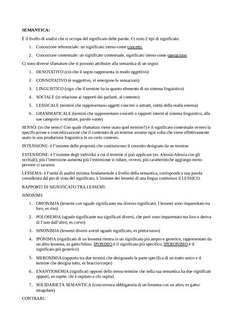 Riassunto Di Semantica Linguistica Generale Appunti Di Linguistica