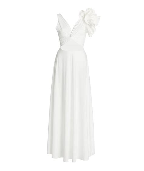 MAYGEL CORONEL Blanca Reversible Ruffled Cutout Maxi Dress One Color