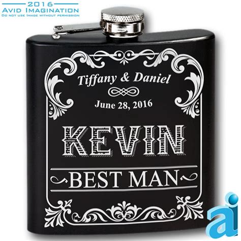 Personalized Wedding Flask Retro Groom Groomsman Best Etsy