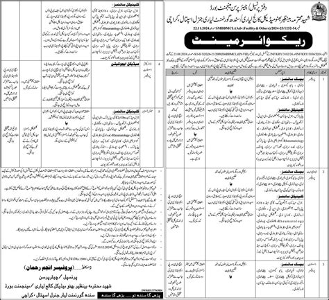 Shaheed Mohtarma Benazir Bhutto Medical College Lyari Karachi Jobs