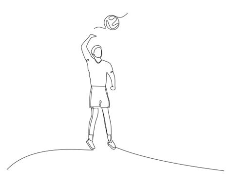 Continuous Single Line Drawing Of Male Volleyball Vector Image