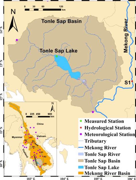 Hydrological Map Of Tonle Sap Lake The Mekong River And Their Drainage