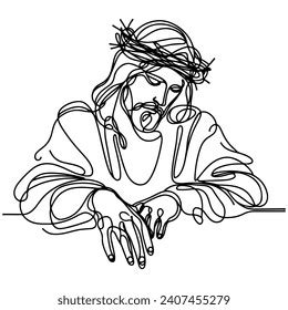 Continuous Line Drawing Jesus Christ Vector Stock Vector Royalty Free