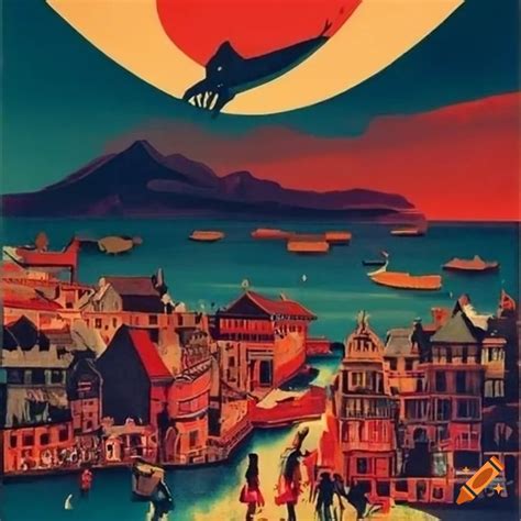 Vintage Travel Poster Featuring Zatoichi On Craiyon