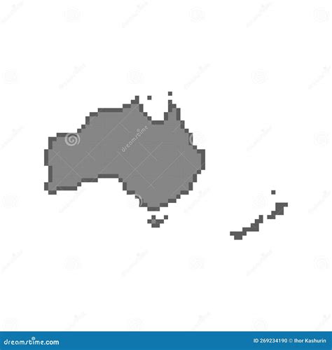 Pixel Art Style Illustration Australia Map Stock Vector Illustration