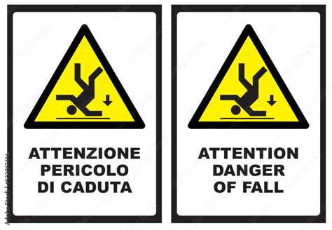 Attenzione Pericolo Di Caduta Cartello Edilizia Cantiere Lavori