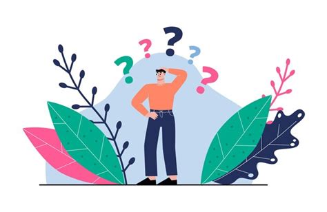 Premium Vector Confused Man With Question Marks Curious Thoughtful