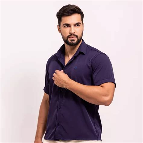 Camisa Social Masculina Manga Curta Slim Fit Luxo Casual Mercadolivre