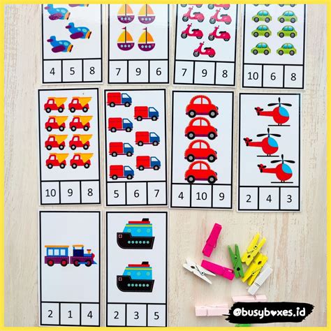 Busyboxesid Mainan Edukasi Montessori Worksheet Paud Counting Card