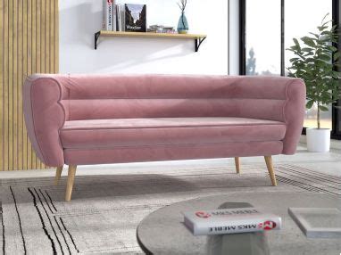 Nowoczesna sofa dla trzech osób w stylu skandynawskim BAKU brudny róż