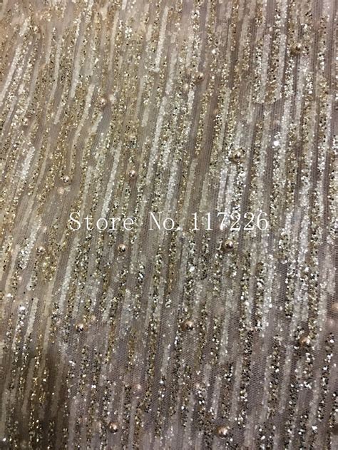 5yards Jrb 11253 Gold Mesh Luxury Hand Print Sparkle Glued Glitter