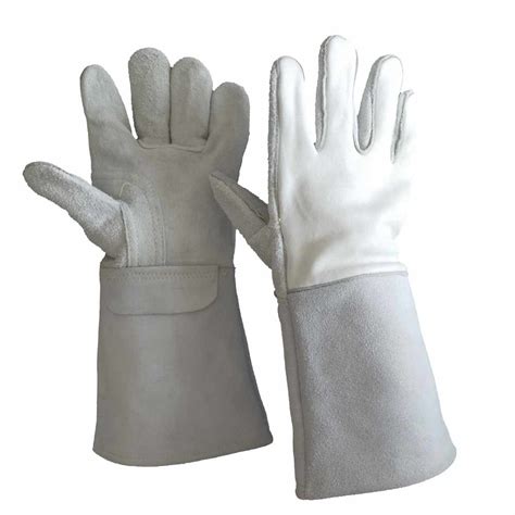 Seamless Forefinger Back Cowhide Fleece Lined Mig Welders Gloves