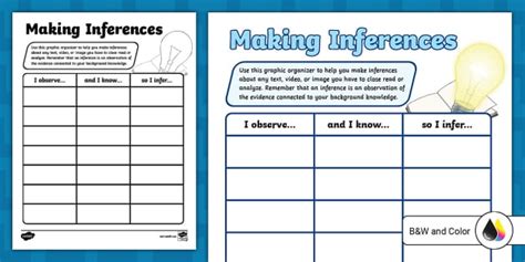 Making Inferences Graphic Organizer For Th Th Grade