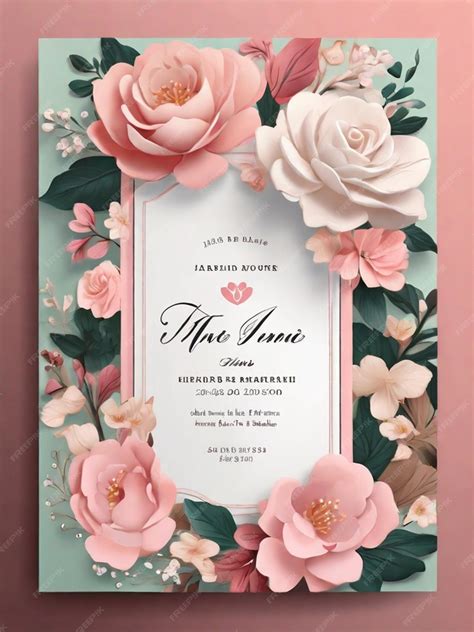 Premium Photo Floral And Luxurious Wedding Invitation Card Template