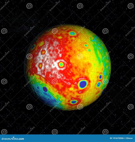 Lunar Crustal Thickness Globe Topographic Map Stock Photo Image Of