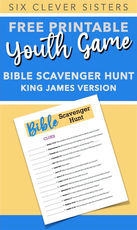 Free Printable Bible Scavenger Hunt Game Six Clever Sisters Youth