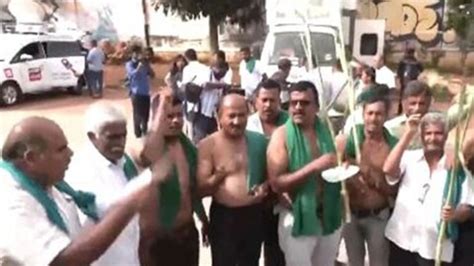 Farmers Stage Half Naked Protest Amid Bengaluru Bandh Over Cauvery