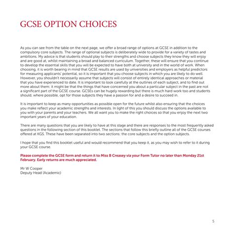 Kingston Grammar School GCSE Options 2022 By Kingston Grammar School