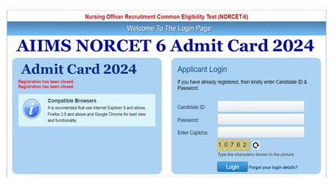 AIIMS NORCET 6 Admit Card 2024 Nursing Officer Login All Jobs For You